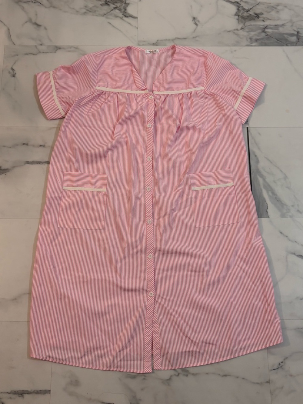 💕EKOUAER💕 Pink Striped Button-Front House Dress